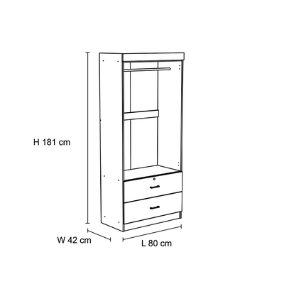 Sante 2 Door + 2 Drawer Wardrobe - Columbia